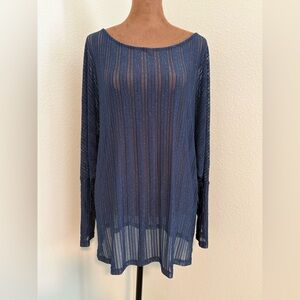 Blue Striped Off-Shoulder Top
